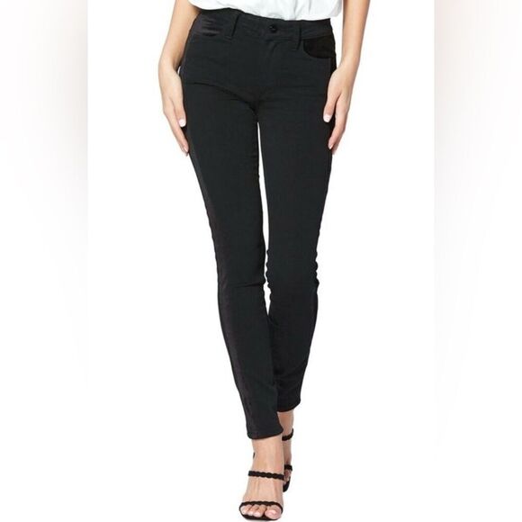Paige Womens  Hoxton Velvet Onyx High-Rise Ultra Skinny Jean - Picture 1 of 8